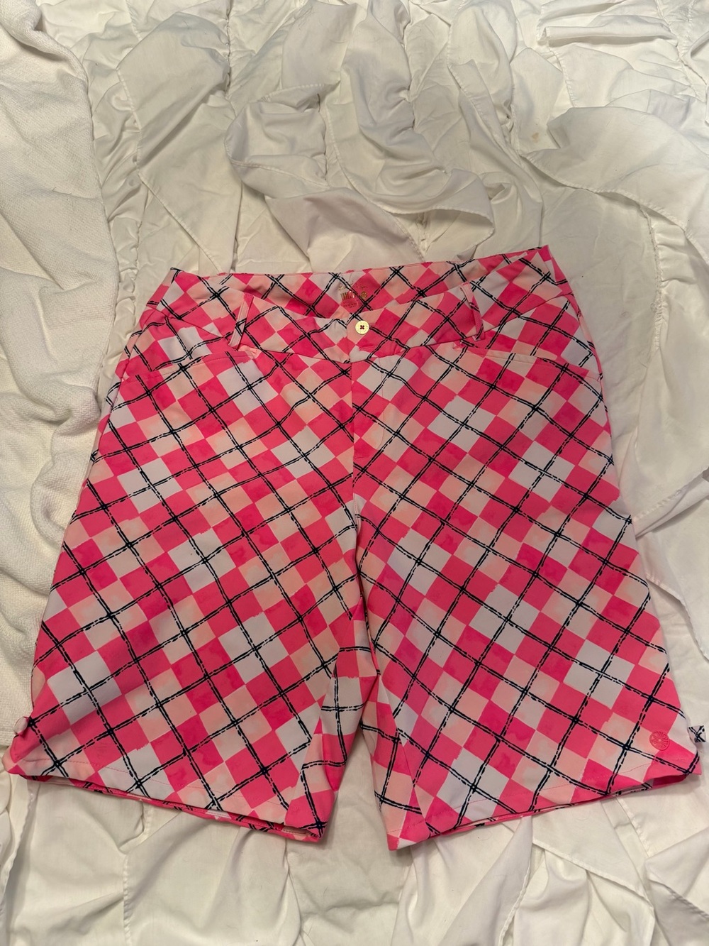 Lilly Pulitzer Hot Pink Plaid Bermudas
